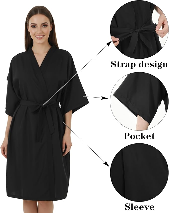 Salon Smock Barber Smock with Adjustable Tie for Hair Cutting, Black Salon Cape, Professional Stylist Jacket Waterproof Haircut Cape