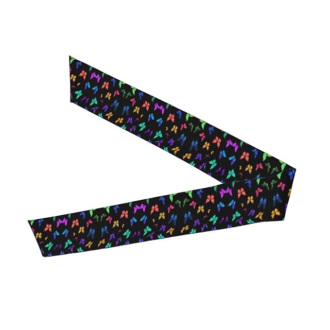 Men's Women Black Colorful Monarch Butterfly Sports Sweatband Multipurpose Novelty Head Ribbon Headdress for Yoga Athletic Spa
