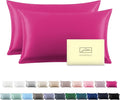 Silk Pillow Cases 2 Pack Soft Breathable and Sliky Queen Size Pillow Cases Set of 2,Natural Mulberry Satin Silk Pillowcase with Hidden Zipper for Hair and Skin (Hot Pink,20"X 30",2pcs)