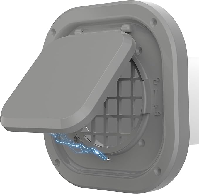 Dryer Vent Cover Outside 4 inch, Magnetic Door Design, Durable Airflow Vent with Lint Trap Screen, Thickened Material, 7 inch x 7 inch Size, Grey