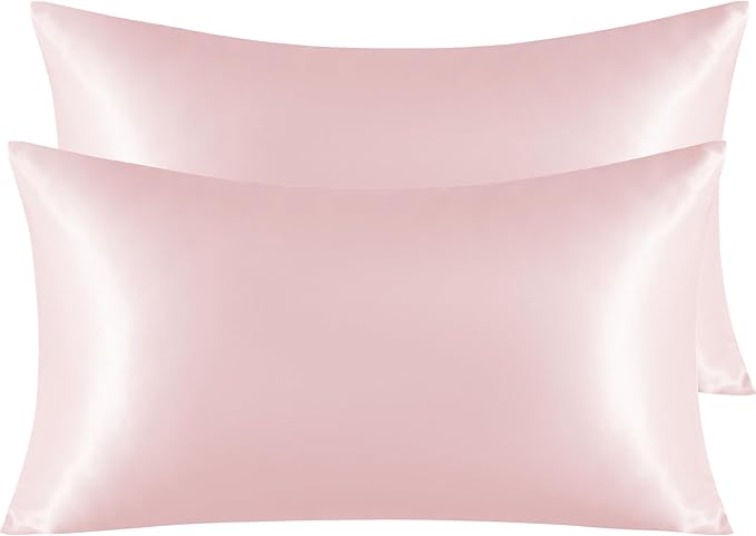 NTBAY 2 Pack Satin King Pillowcases for Hair and Skin, Luxurious and Silky Pillow Cases with Envelope Closure, 20x36 Inches, Light Pink