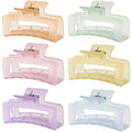 3.5 Inch Medium Hair Accessories - 6 Pack Square and Rectangle Banana Jaw Clips for Women and Girls - Ice Cream
