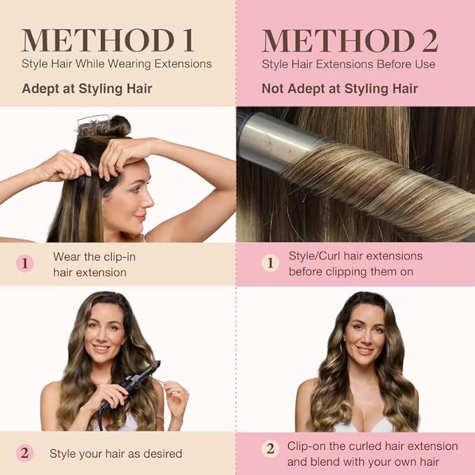 GOO GOO Clip in Hair Extensions Real Human Hair, Remy Human Hair Extensions Clip ins for Women, Natural Human Hair, 18inch 110g 7Pcs, 3/8/613 Balayage Walnut Brown to Ash Brown and Bleach Blonde