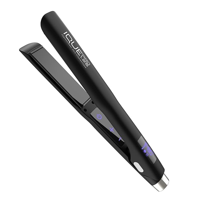 iQUE Flat Iron Hair Straightener & Curler 2-in-1 | Titanium Plates with Ionic Function | Heats in 2 Sec | Adjustable Temp up to 480°F | LCD Display | Dual Styling Tool | Dual Voltage 100-240V | 1.75"