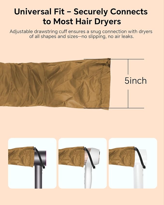 Hair Dryer Bonnet Attachment – 28.5" XL Hooded Dryer Cap for Faster Drying & Deep Conditioning, Extra-Large Space Fits Thick, Curly Hair & Styling Tools (Gold, Extra Large)