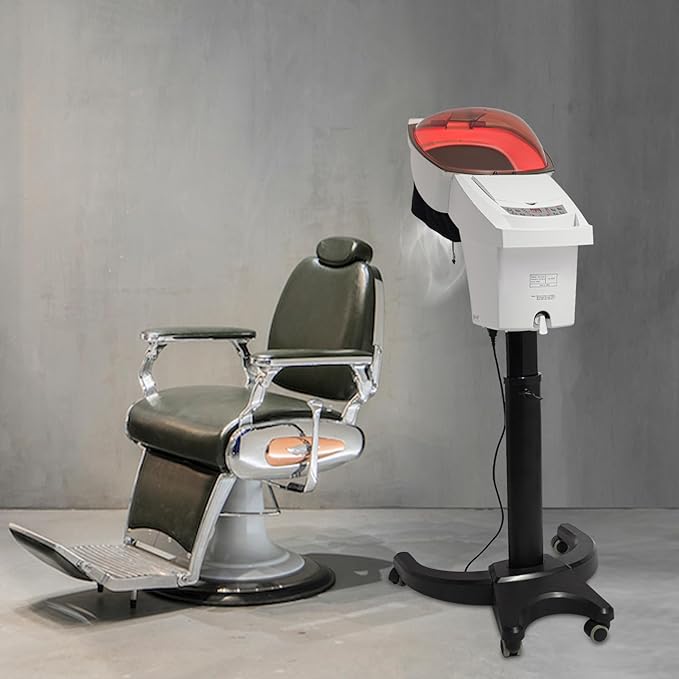 Hair Steamer, 7 Light Professional Salon Hair Steamer Machine 700W Height Adjust Ozone Household Hair Care Oil Treatment Dyeing Machine for Salons, Barbershops (White)