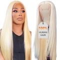 613 13x6 Lace Front Wig Human Hair Pre Plucked Straight Blonde Human Hair Lace Front Wigs 613 HD Lace Frontal Wig Blonde Wigs for Black Women 180% Density 28 Inch