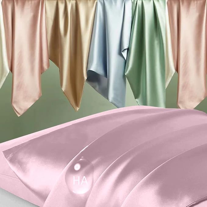 Silk Pillowcase 2 Pack, Natural Mulberry Silk Pillow Case, Anti Acne Silk Pillowcase for Hair and Skin, King Size Silk Satin Pillowcase Set of 2 with Hidden Zipper, Gifts for Women Men, Light Pink
