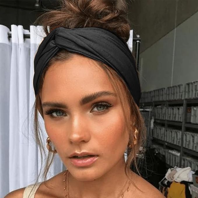 DRESHOW 8 Pack Headbands for Women Yoga Knotted Headbands Elastic Criss Cross Hair Accessories Sports Head Wrap Non Slip