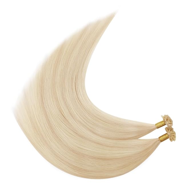 YoungSee Highlight K Tip Hair Extensions Human Hair Highlight Ash Blonde with Blonde K Tips Hair Extensions Highlight 20In 1G/S 50G