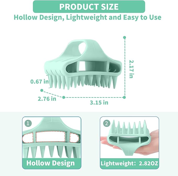 Gentle Scalp Massager,Silicone Scalp Scrubber for Any Hair Type,Soft Scalp Brush for Wet & Dry Use,Head Massage Stress Relax Easy to Hold Hair,Scalp Massager Tool (Mint Green)