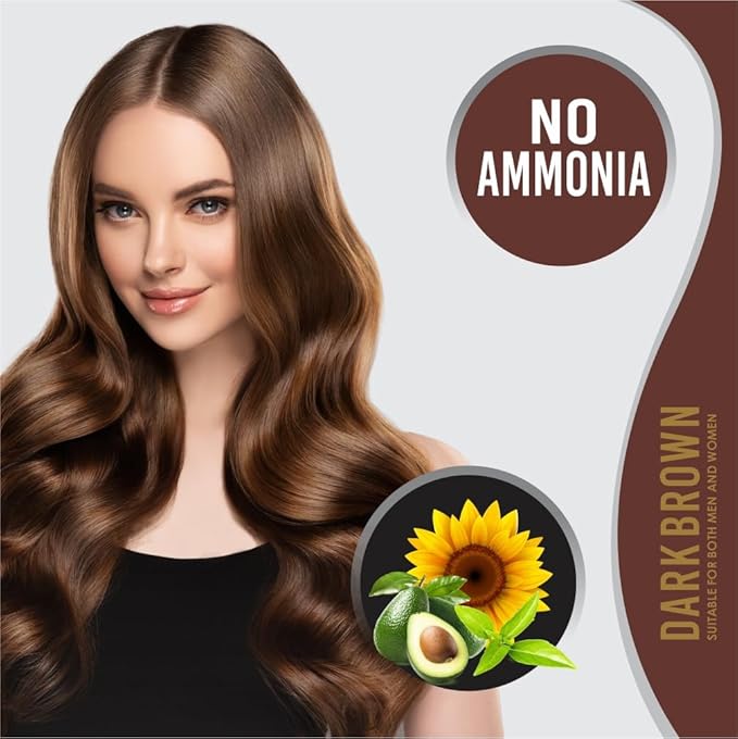 Kaveri Creme Hair Color Permanent Hair Dye Color - With Improved Creme Formula for Gray Coverage Ammonia Free Hair Color Dye for Rich Bright Long lasting (Dark Brown, 3.04 Fl Oz) - Pack Of 3