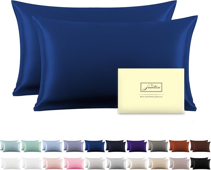 Silk Pillowcase for Hair and Skin,Soft,Breathable and Sliky 100% Queen Silk Pillow Case Set of 2,Both Sides Natural Mulberry Silk Pillowcases with Hidden Zipper(Queen Size 20"X 30",2pcs)
