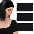 Headbands for Women 3 Pcs Black Wide Cotton Non-slip Stretchy Elastic Head Wrap Holder Hair Accessories