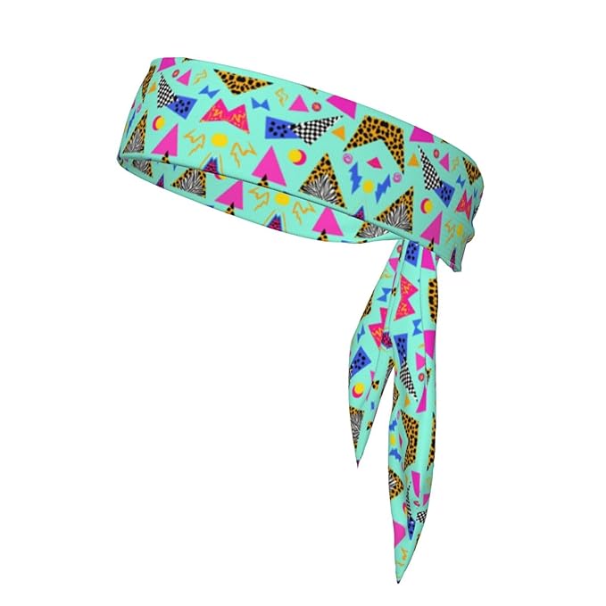 Men's Women Beauty Skinny Sports Sweatband Head Decor for Running Travel Shower, Long Multi Style Geometric Checkered Zebra Tiger Leopard Print Mint Green Retro 80S 90S Head Ribbon Headwear