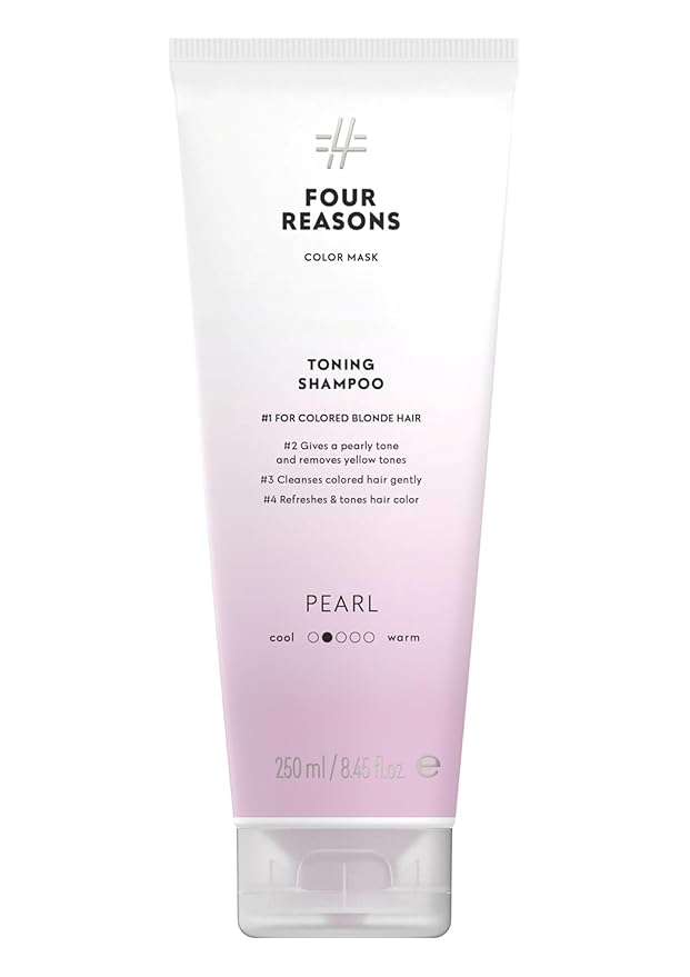 FOUR REASONS Pearl Blonde Hair Toner & Color Depositing Shampoo - Sulfate Free, Vegan, Color Treated Hair, 8.45 Fl Oz (Pearl)