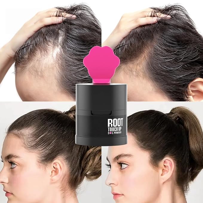 Gowwim Root Touch up Powder, Instantly Gray Hair Cover up Hairline Powder for Women & Men Waterproof and Sweatproof Root Cover Up Long-Lasting for Thinning & Loss Hair (Dark Brown1, 4g-1)
