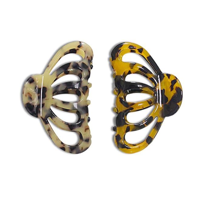 Fashion Tortoise Hair Clips for Women Resin Medium Hair Claw Clip for Fine Hair Non Slip Grip Hair Jaw Clips 2PCS in Set (Vintage Tortoise Shell Hair Clips)