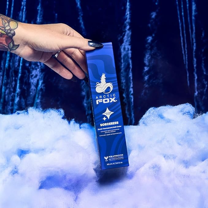 Arctic Fox Semi-Permanent Hair Color Dye, Vegan & Cruelty-Free, Conditioning, Ammonia-Free, Peroxide-Free, Midnight Blue, Sorceress, 5.6 fl oz