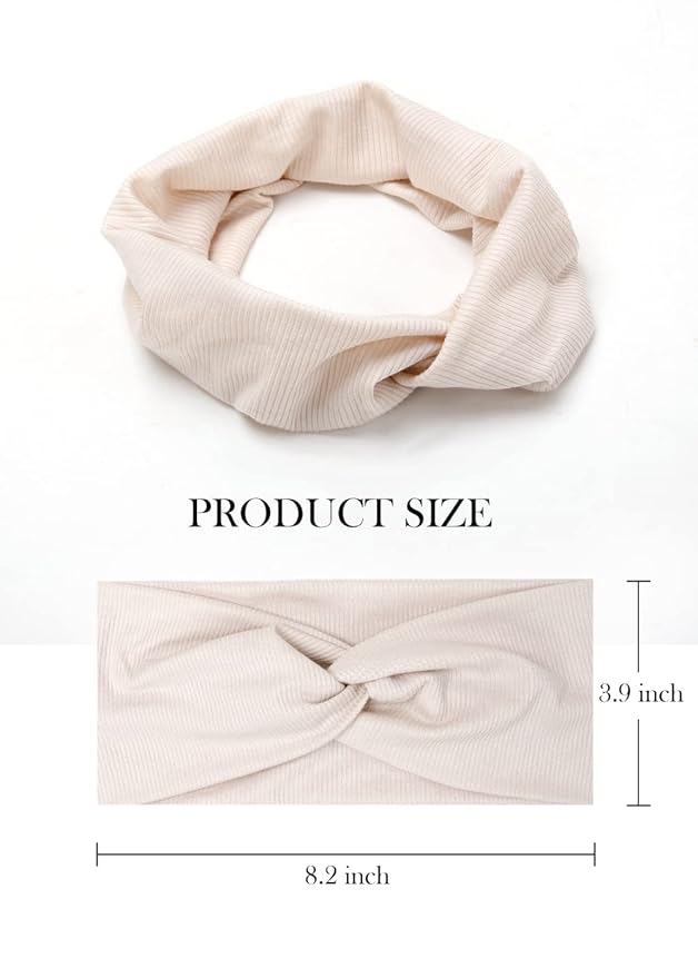 Huachi Boho Knotted Headbands - Wide Non-Slip Turban Hair Accessories for Women in Solid Colors