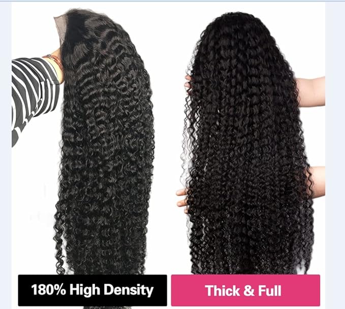 30 Inch Deep Wave Lace Front Wig Human Hair 13x4 Curly Wigs for Black Women Pre Plucked with Natural Baby Hair 180 Density Brazilian Virgin Lace Frontal Wet Wig Human Hair Natural Color
