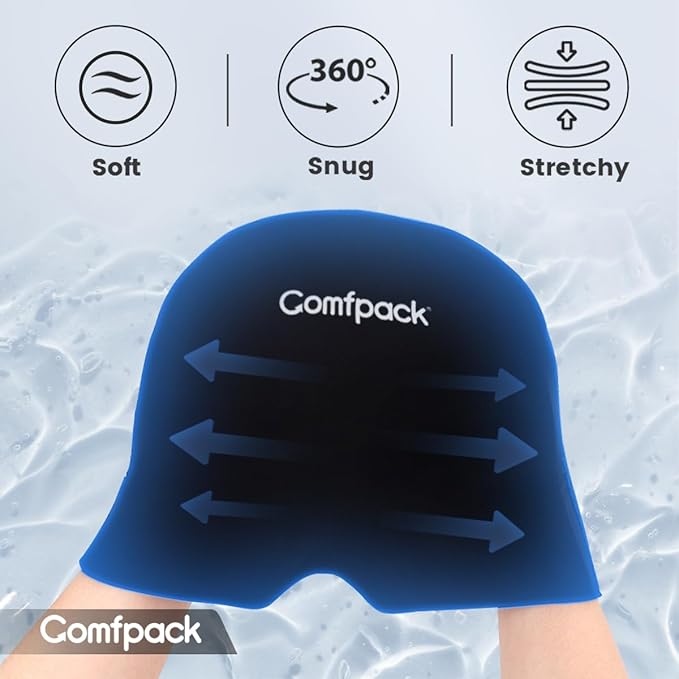 Migraine Relief Cap, FSA Eligible, Full Head Cold Compress Soft Stretchy Headache Relief Cap for Tension, Sinus, Stress Relief, Hangover Ice Hat, Puffy Eyes, Gifts for Migraine Sufferers