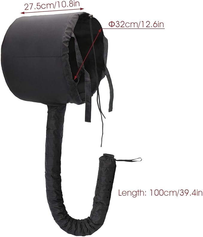 Bonnet Hooded Hair Dryer Attachment, Larger Adjustable Deep Conditioning Cap for Fast Hair Drying with Elastic Band for Fixing Free, Hair Curling Nursing Oil Treat-Ment SPA Steamer Cap