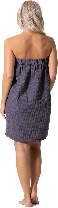 Turkish Linen Women’s Waffle Spa Body Wrap with Adjustable Closure