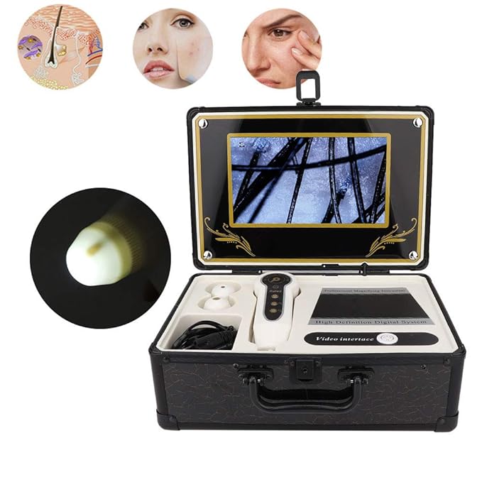 Skin Hair Scalp Detector, Skin Diagnosis Hair Analyzer 50X 200X Skin Hair Scalp Hair Follicle Detector Analyzers Microscope Skin Care Tool for Home Beauty Salon Spa