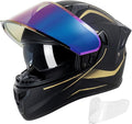 Full Face Motorcycle Helmets for Adult Men Women, DOT Approved Street Bike Racing Helmet Dual Visor Quick Release Buckle, Motorbike ADV Moped Helmet with Extra Clear Visor