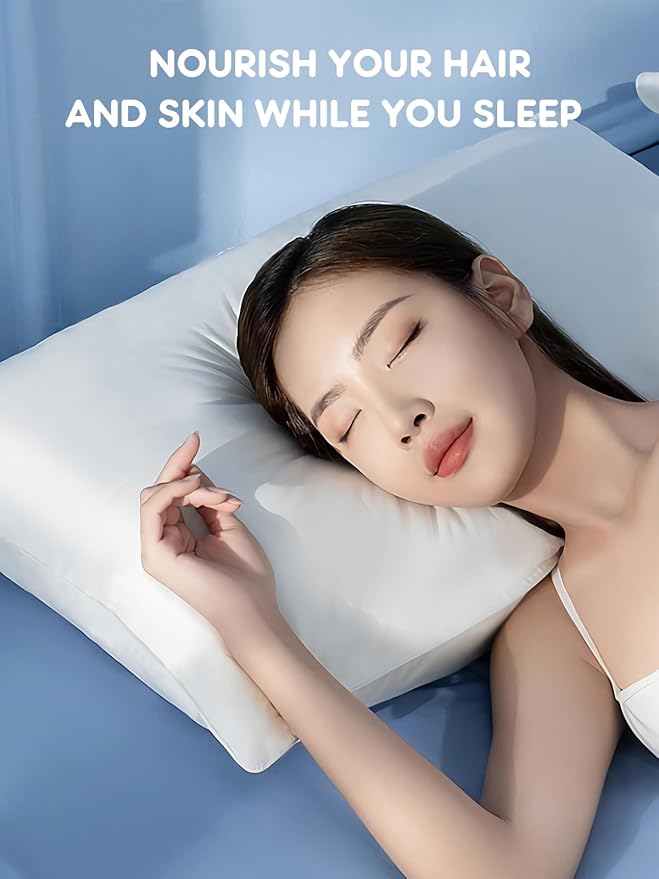 Mulberry Silk Pillowcase for Hair and Skin, SGMSILK 22 Momme Natural Silk Pillow Cases with Zipper, 6A Soft and Smooth Single Sided Pure Silk Pillow Cover (White, King 20"x36")