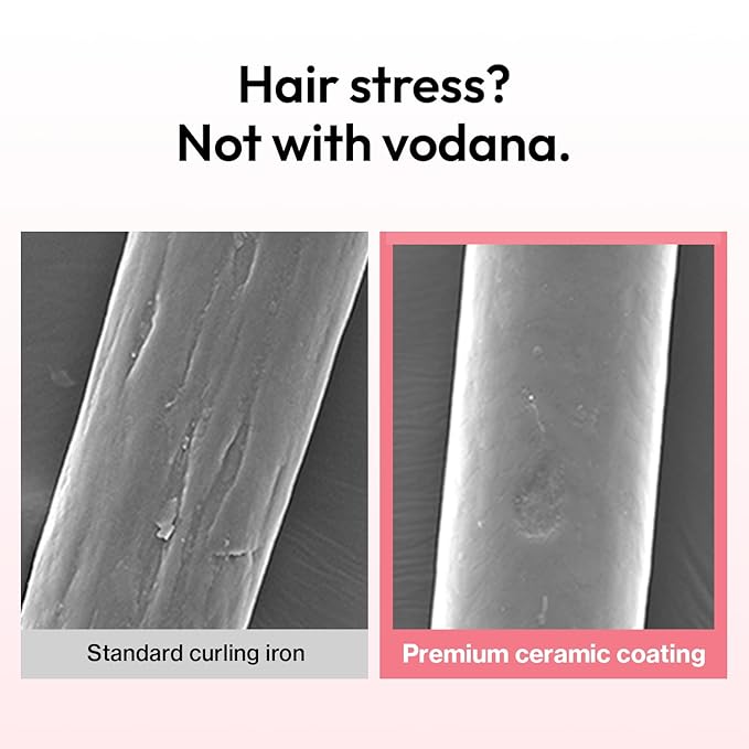 VODANA Professional GlamWave Ceramic Curling Iron, Long-Lasting Natural Curls, Instant Heat, Hair Curler, Curling Wand, Available in USA (1.4 inch, White)
