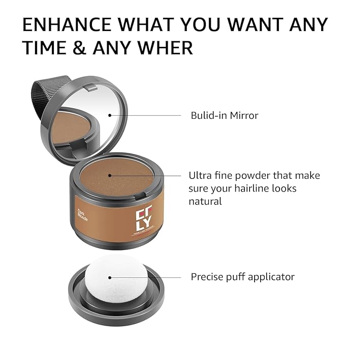 Root Touch Up Hair Color Powder For Concealing Hair Loss and Thinning, Gray Hair Shadow Powder Root Cover Up Hairline Powder For Women Men Eyebrows, Beard Line (Dark Blonde, 0.14 Ounce)