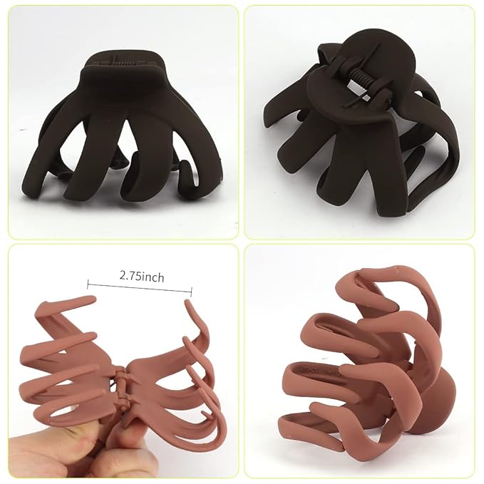 Hair Clips, 5Pcs Octopus Matte Hair Claws for Women, Large 3.15" Hair Clips for Thick Hair, Non-slip Jaw Clips, Hair Accessories
