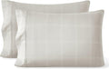 Bare Home Microfiber Pillow Cases - King Size Set of 2 - Cooling Pillowcases - Double Brushed - Pillowcases 2 Pack - Easy Care (King, Modern Plaid – Stone/White)