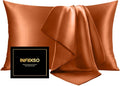 INFIIXSO Mulberry Silk Pillowcase for Hair and Skin, Silk Pillow Cases Queen Size Set of 2 with Hidden Zipper 20x30 Inches, Ultra Smooth and Soft Cooling Pillow Cases for Hot Sleepers(Orange, 2 Pack)
