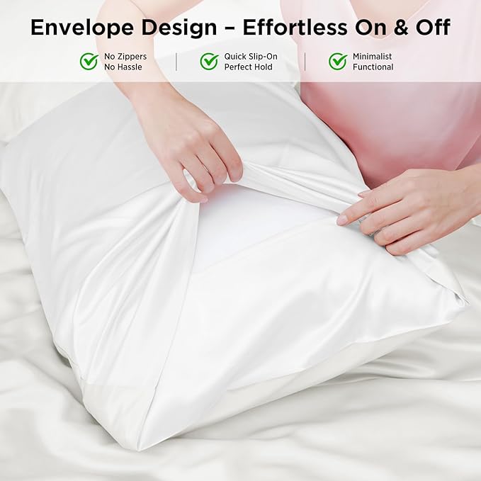 Utukky 100% Mulberry Silk Pillowcase 22 Momme - Ultra Premium 6A Grade Silk Pillow Case - Envelope Enclosure - Breathable Cooling Pillow Cover