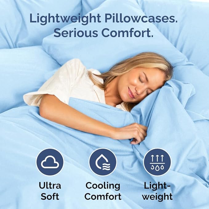 King Pillow Cases - 4 Pack - Super Soft Pillowcase Covers - Envelope Enclosure - Hotel Quality Pillow Protectors - Wrinkle Free, Shrink & Stain Resistant - Machine Washable - 20" x 40" (Light Blue)