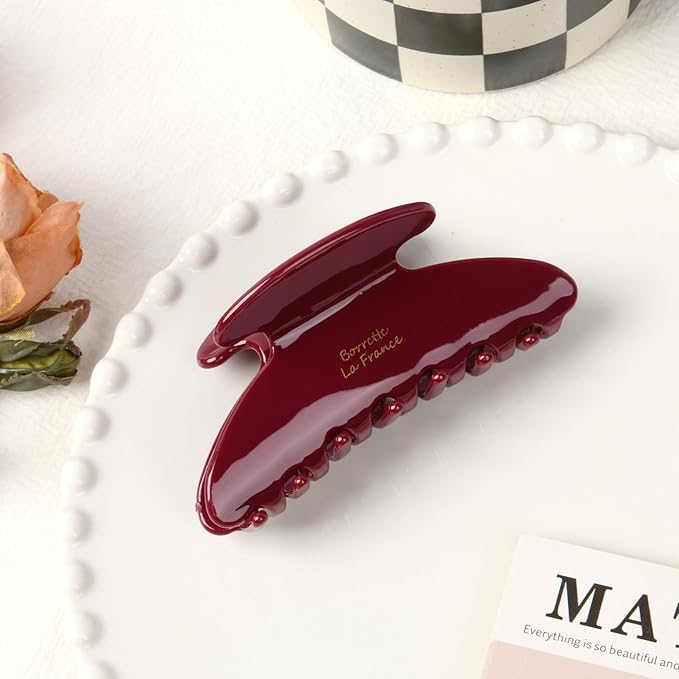 Red Hair Clips French Red Claw Clip Large Hair Claw Clips for Thick Hair Women Girls Tortoise Jaw Clips Strong Hold Durable French Banana Clip Accessories