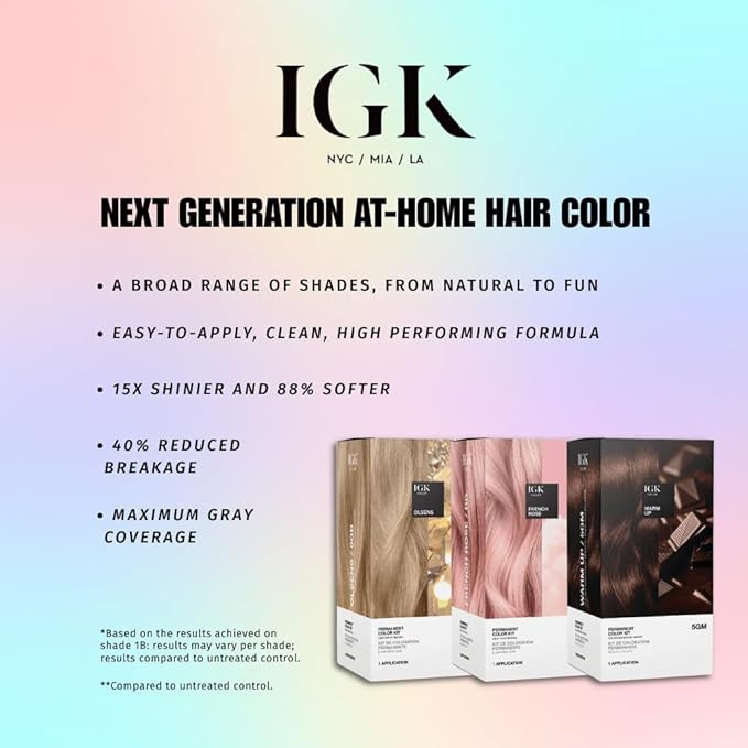 IGK Permanent Hair Color Kit | 5VM Movie Night - Mahogany Brown | 100% Gray Color Coverage + Strengthen + Shine | Ammonia Free