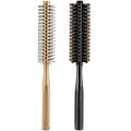 Geiserailie 2 Pieces Thick Round Hair Comb Bristle Blow Drying Hairbrush Small Brush Short Hair Massage Comb Head Massage Round Brush Roll Hairbrush for Wet or Dry(Black, Wood Color)