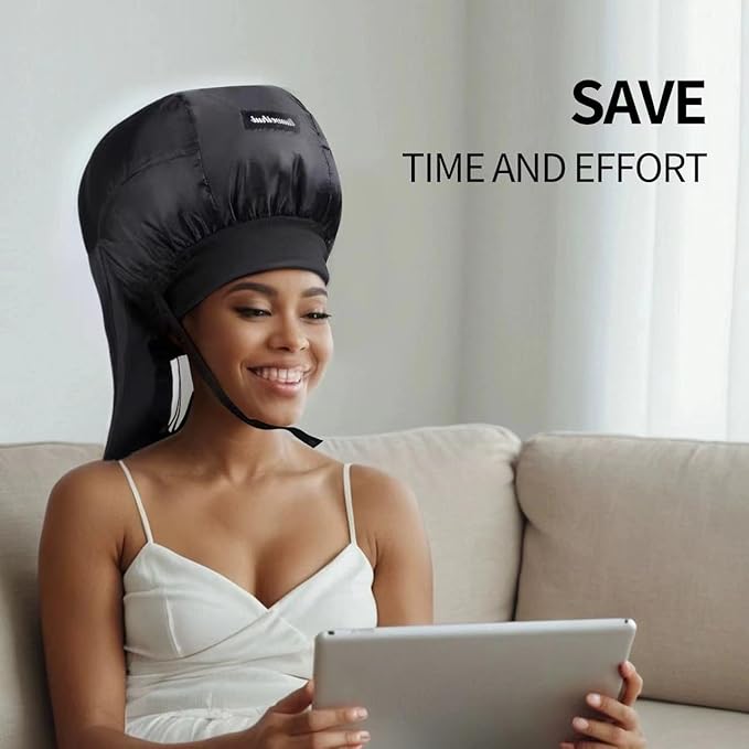 Hooded Hair Dryer， Ideal Hair Diffuser for Curly Hair， Your Ultimate Solution - Spacious Capacity Blow Dryer Cap for Rapid Styling of Curls（Size Medium）