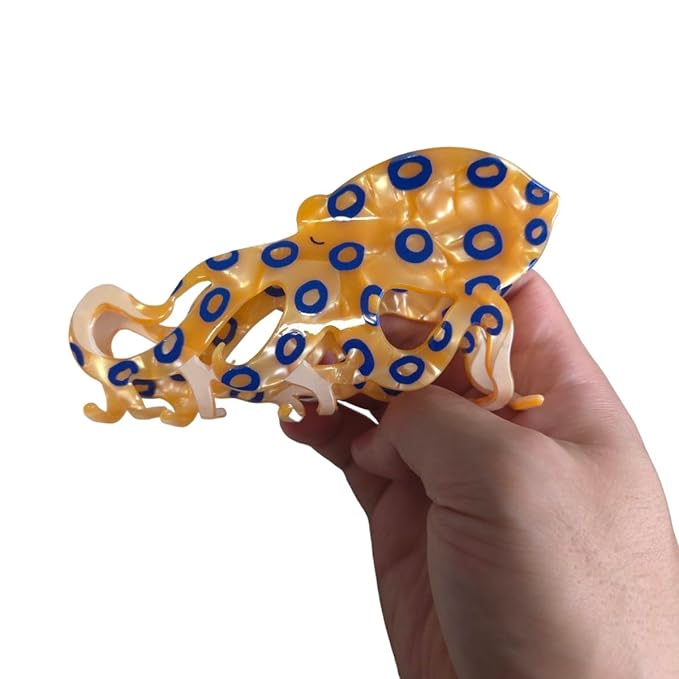 Novelty Blue-Ringed Octopus Hair Clip,Acetate Hair Claw,Big Hair Clips for Women