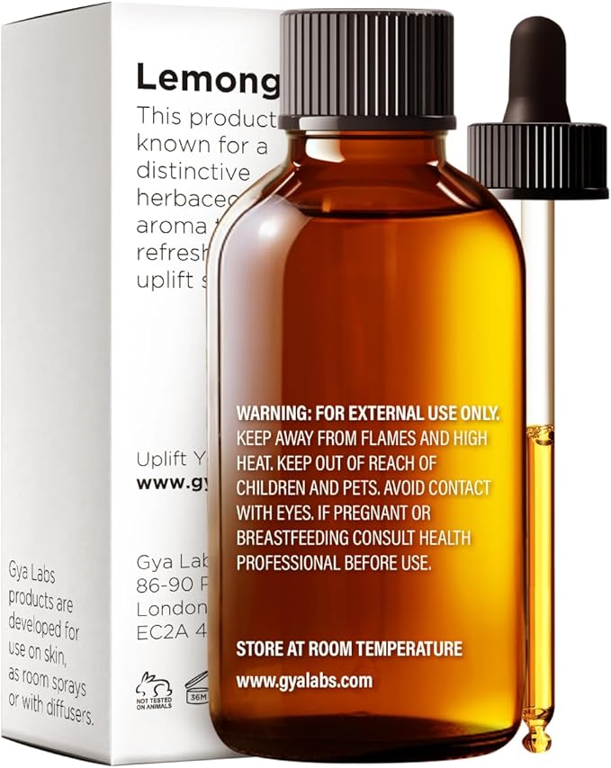 Gya Labs Lemongrass Essential Oil - 4 Fl Oz - for Hair, Skin, Diffuser, Aromatherapy & DIY Candle Making Scent