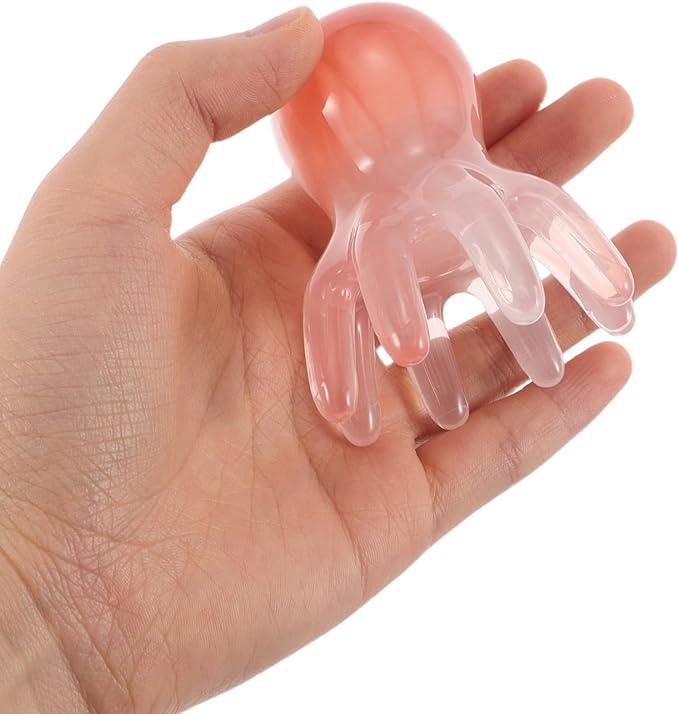 Octopus Scalp Massager Comb 2Pcs Handheld Resin Head Massage Tool with Meridian Acupressure Points Pink for Hair Scalp Relaxation and Neck Back Relief
