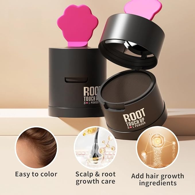 Gowwim Root Touch up Powder, Instantly Gray Hair Cover up Hairline Powder for Women & Men Waterproof and Sweatproof Root Cover Up Long-Lasting for Thinning & Loss Hair (Black1, 4g-1)