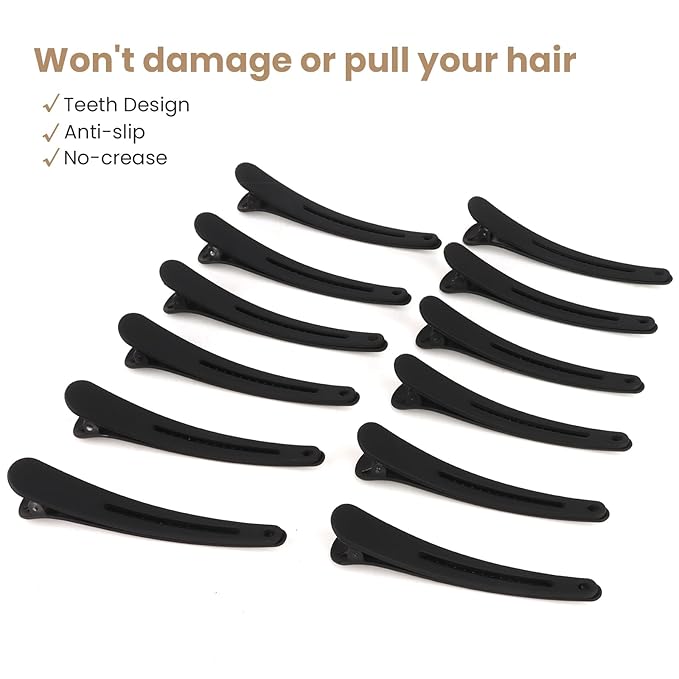 12 Pcs Black Hair Clips for Styling Sectioning, YISSION 4.7 Inch Large Alligator Hair Clips Hair Barrettes No Crease Duck Billed Hair Clip, Hair Styling Accessories for Women Girls