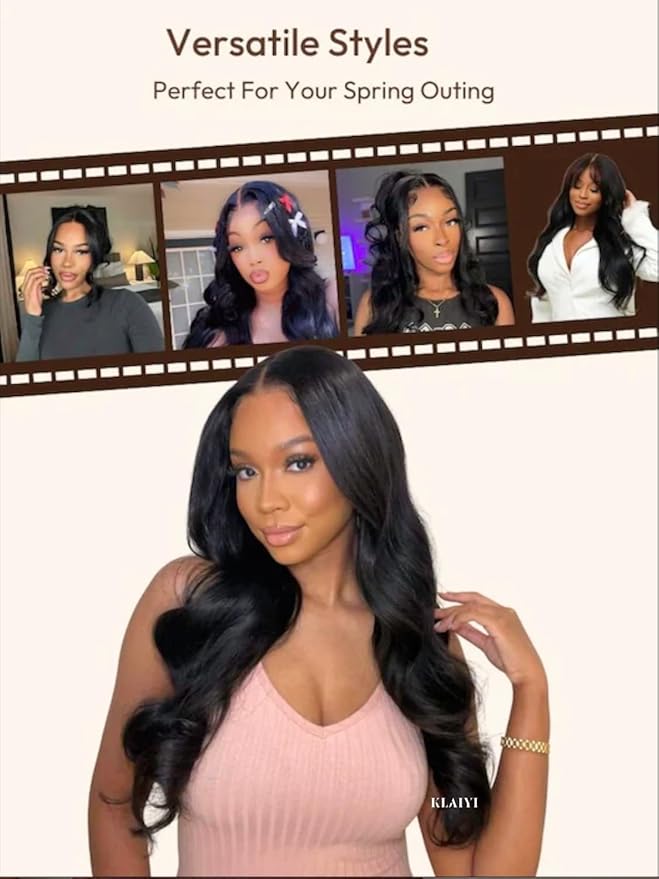 KLAIYI Wear And Go Glueless Wig Bye Bye Knots 13x4Precut Lace Front Wigs Human Hair Loose Body Wave Wig Pre Bleached Pre Everything Pre Plucked with Baby Hair 3S Ready to Wear Beginner Friendly 24Inch