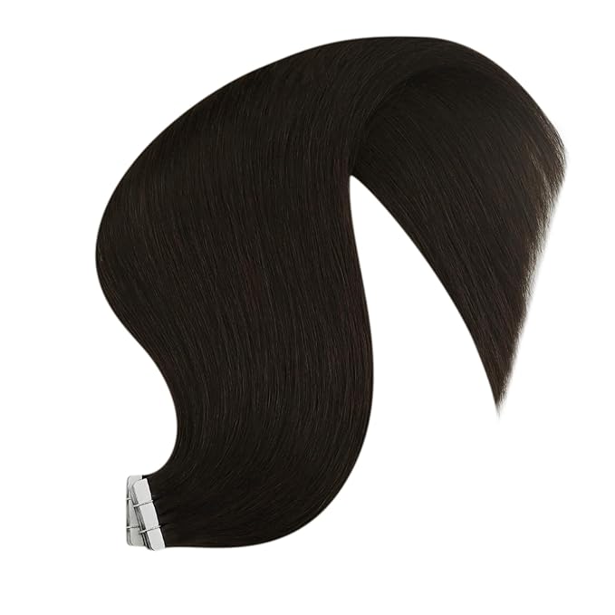 YoungSee Human Hair Tape in Extensions Brown Invisible Tape in Hair Extensions Real Human Hair Dark Brown Tape on Remy Hair Extension Straight 18 Inch 20pcs 50g Adding Length