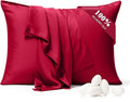100% Pure Silk Pillowcase 2 Pack for Hair and Skin, Both Sides 23 Momme Grade 6A+ Mulberry Silk Pillowcases with Hidden Zipper, Soft&Smooth Cooling Pillow Cases (Red, King 20x36)
